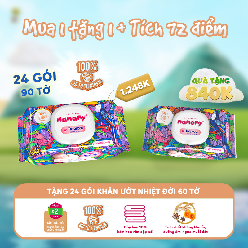 siêu phẩm khăn ướt nhiệt đới Mamamy Tropical
